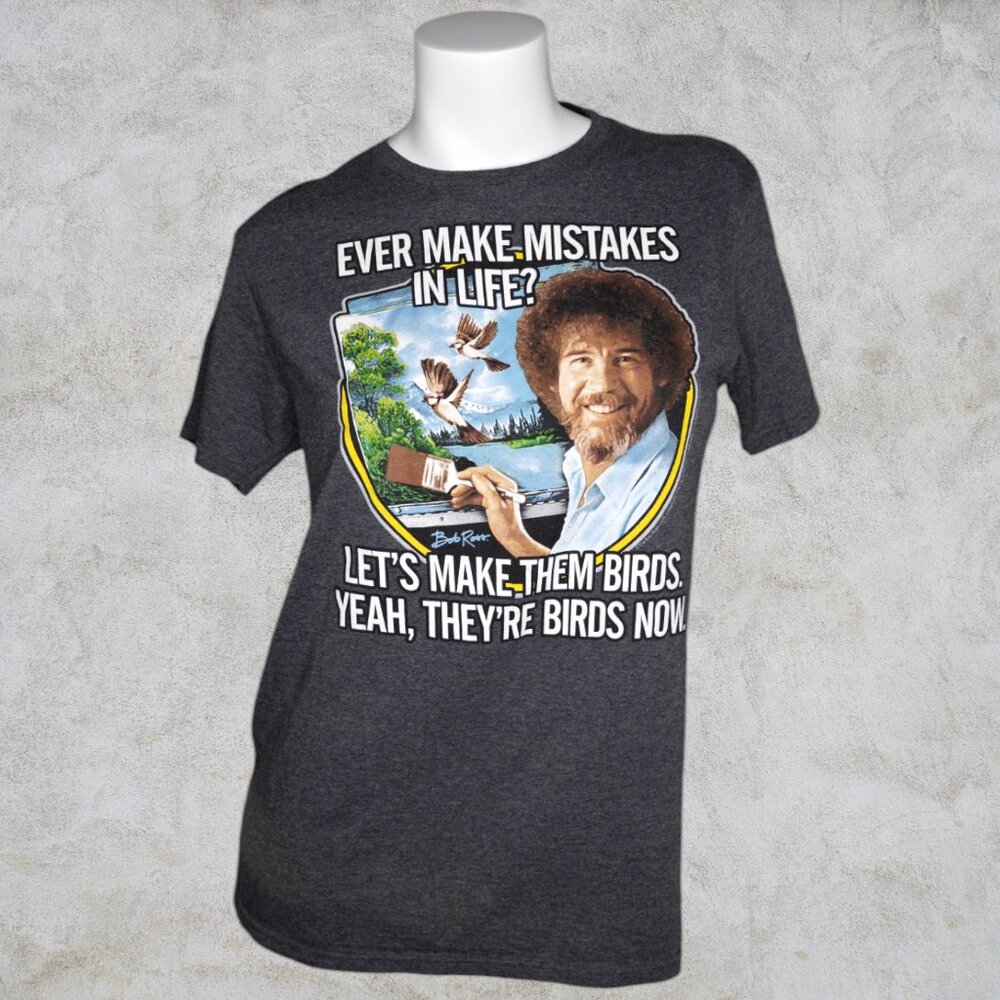 Bob Ross Ever Make Mistakes in Life? Dark Gray Graphic Tee Unisex